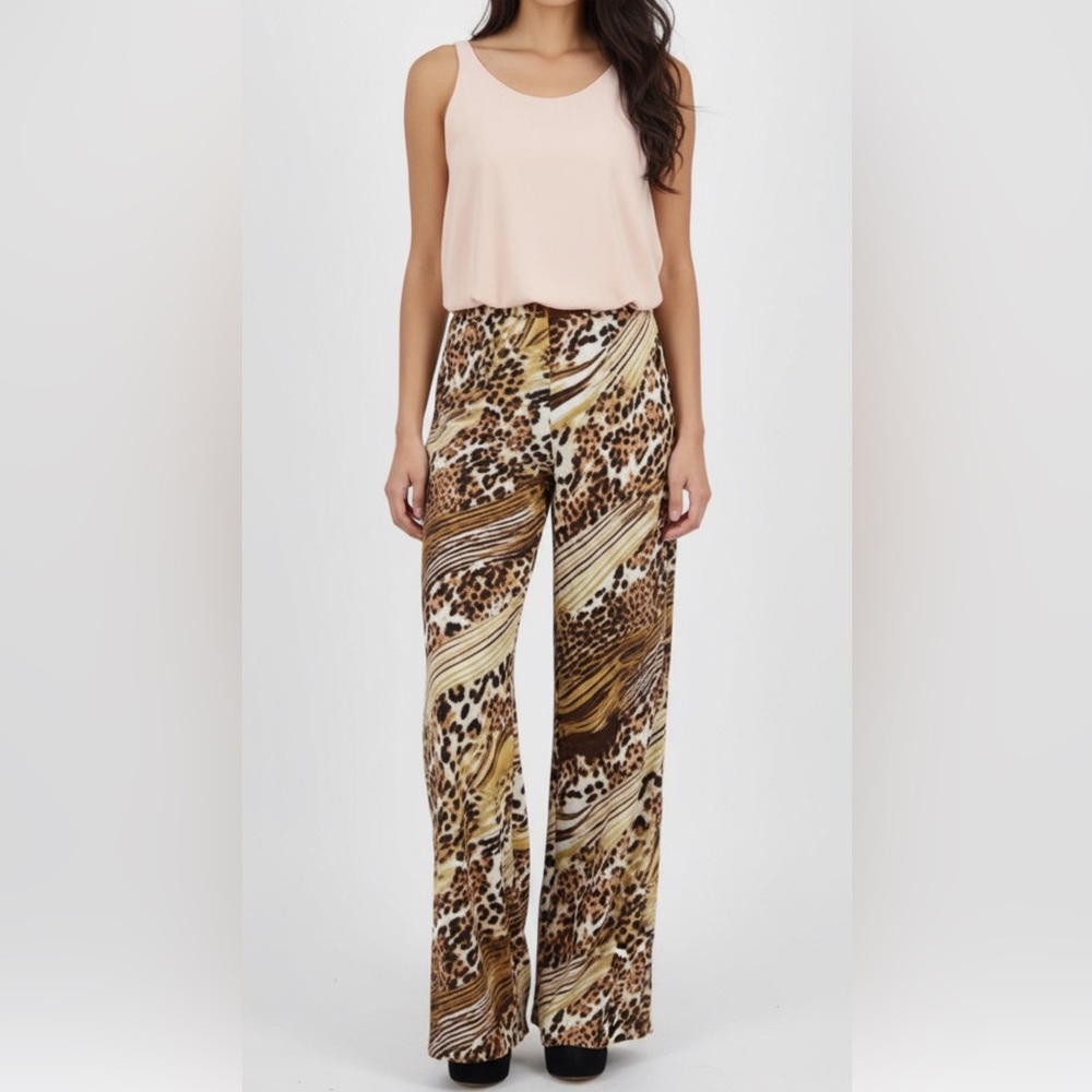 Stylish Leopard Print‎ Wide-Leg Pants Jumpsuit Romper